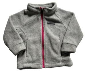 Columbia Toddler Girls Fleece Jacket 6-12 Months Gray Pink Full Zip